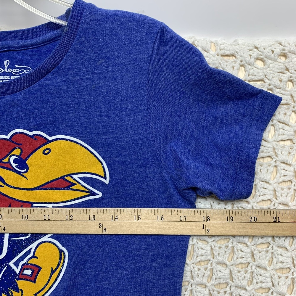 NCAA University Of Kansas Jayhawks Volleyball Rock Chalk Womens T-shirt L Blue - Picture 8 of 8